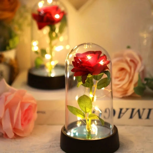 🌹 Rose Éternelle Lumineuse sous Dôme LED